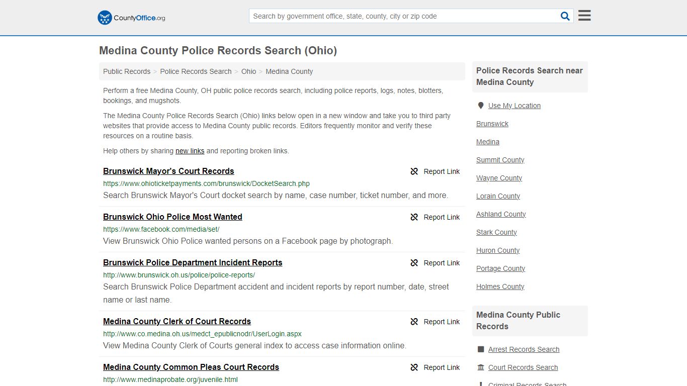 Police Records Search - Medina County, OH (Accidents & Arrest Records)